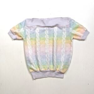 Vintage Randy Shirt Girls Size 3T Rainbow Pastel Slub Short Sleeve